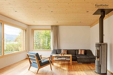 Vue intérieure d'une maison unifamiliale à Ringgenberg, vue du salon